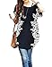 Relipop Women Summer Tunic Short Sleeve Casual Loose Blouse Top (Black, X-Large)