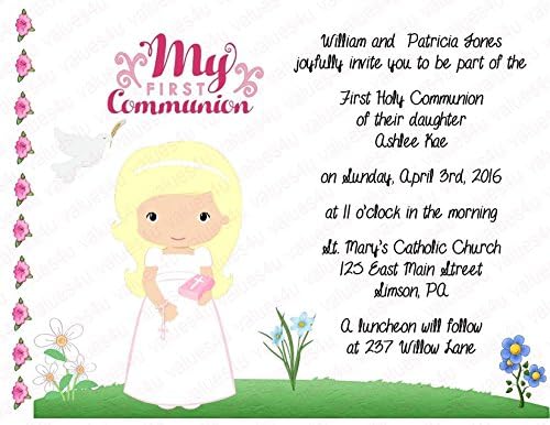 Personalized Communion Invitations (communion girl1026) (sold in packs of 12)