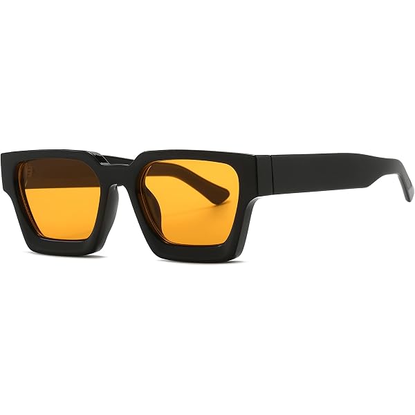 Amazon.com: AIEYEZO Modern Thick Rectangle Sunglasses for  display picture 3