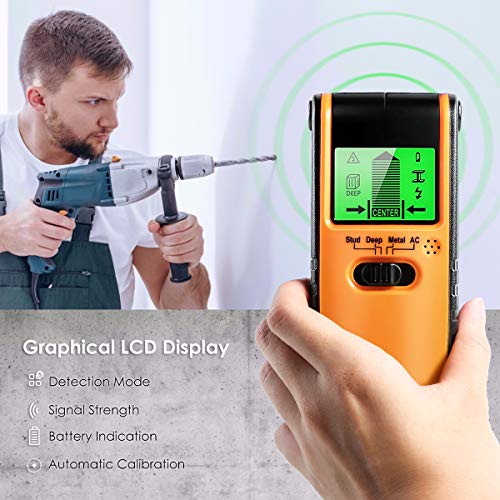 Owlike Stud Finder Sensor Wall Scanner - 4 Modes Multi Function Electronic Stud Sensor Finders Wall Detector Center Finding with Digital LCD Display for Wood AC Wire Metal Studs Detection