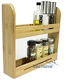 MiscHome Bamboo Spice Rack 100% Eco-Friendly Wall Mount or Countertop Spice Rack Organizer or K-Cup Holder