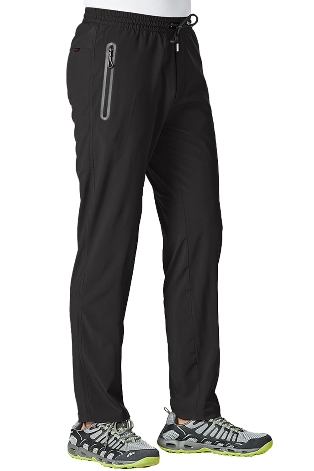 Photo 1 of TBMPOY Men's Travel Hiking Pants Lightweight Athletic Pant Quick Dry Windbreaker Fishing Running Active Jogger Black L