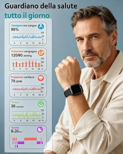 Popglory Smartwatch for Men and Women Calls, 1.85 Inches Health Watch with Blood Pressure, Heart Rate, Sleep, 100+ Sports Fitness Tracker, Pedometer, Compatible with Apple, Samsung, Android