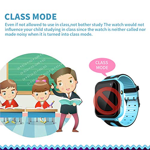 Kids Waterproof Smartwatch Phone - Touchscreen Smart Watch LBS Locator with Dial Camera Voice Chat SOS Flashlight Alarm Clock Game Wristwatch Boys Girls Birthday Gift Compatible with iOS Android,Blue - Thumbnail 7