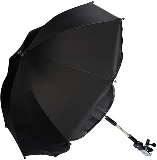 Kinderwagen Regenschirm Universal Sonnenschirm Sonnenschutz für Kinderwagen &amp; Buggy UV Schutz 50+ Babywagen Schirm mit Universal Halterung mit 360° flexiblen Schwanenhals (Schwarz)