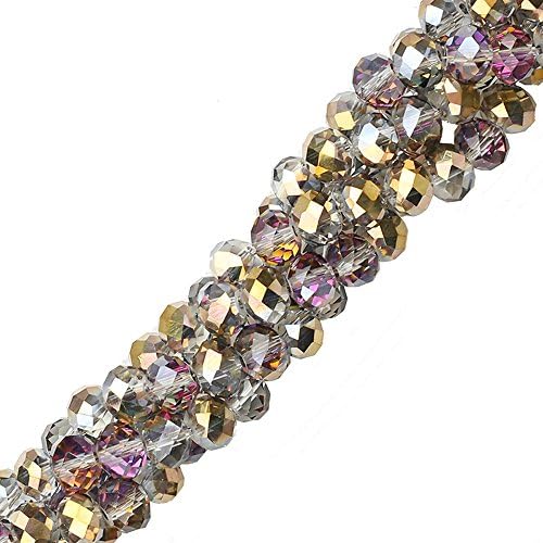 8mm Assorted Crystal Beads Faced Glass Beads Crystal Rondelle Bead,70pcs (Transparent Mixed)