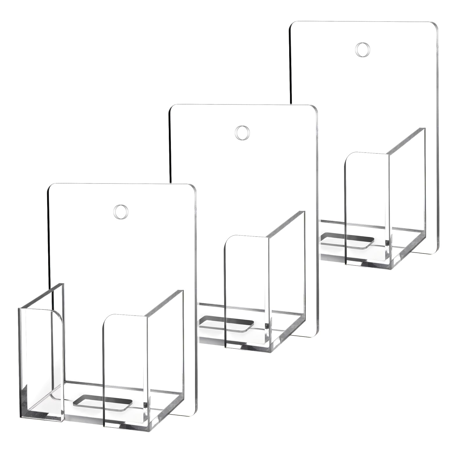 Photo 1 of Chunful 3 Pcs Wall Mount Business Card Holder 3.75 x 2.75 x 1.25 Inch Vertical Clear Acrylic Card Display Rack Single Pocket Organizer Pre Drilled Plastic Display Stand for Home Office (Simple Style)