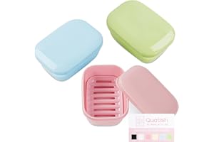 Quatish 3 Pack Travel Soap Case Leakproof, Portable Travel Bar Soap Holder Container with Lid for Camping, Gym, Multicolor