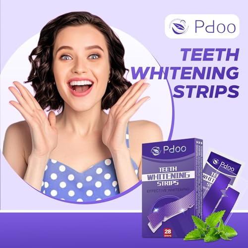 Purple Teeth Whitening Strips 14 Treatments - Enamel-Safe & No-Sensitivity & No-Slip Whitening Strips - Fast Teeth Whitening Result in 7 Days - Whitening Kit for Coffee, Wine Stains Removal