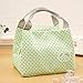 KANGMOON Reusable Lunch Bags for women Insulated Cold Canvas Stripe Picnic Carry Case Thermal Portable Lunch Bag (Green)