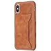 Premium Protection Case for iPhone XS / iPhone X 5.8 inch Card Holder Leather Phone Case for iPhone X/XS (Brown)