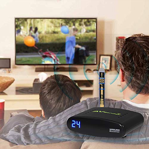 PAKITE PAT-635 5.8 GHz 24 Channels SD Wireless AV Sender, Audio Video Transmitter & Receiver, Wireless RCA Extender, Stream from CCTV, VCR, DVD Player STB to SD TV, Up to 200M, Black