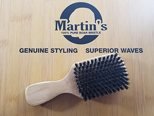 Martin s Premium 100% Pure Boar Bristle brush Wave brush Mens brush 360 Wave Brush Boar brush beard brush Natural Brush Bristle brush (Med. Firm With Handle (F201))