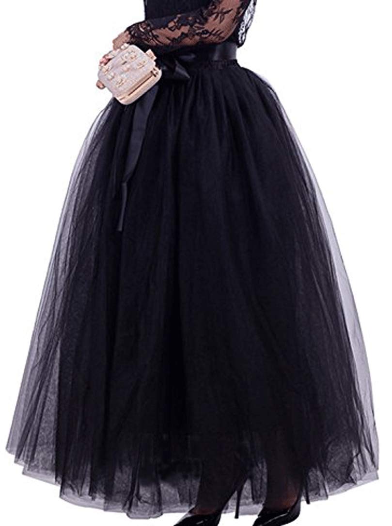 Photo 1 of 928 - Plus Size Long Maxi A-Line Tutu Tulle Wedding Skirt (3X, Black)