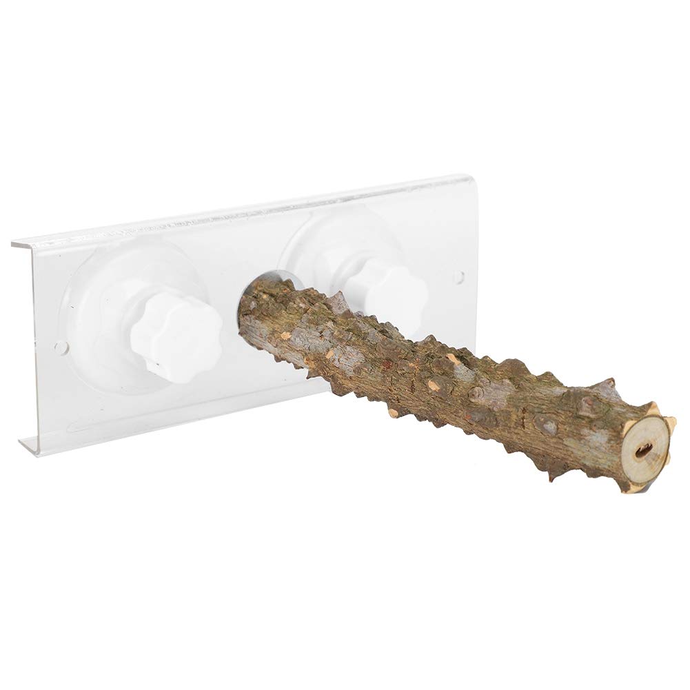 20CM Bird Shower Perches Parrots Outdoor Portable Wood Perch Pet Bird Shower Standing Rod with Suction Cup for Macaw Cockatoo African Greys Budgies Parakeet