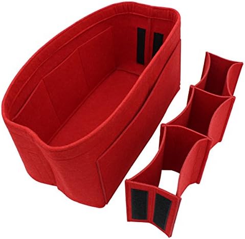YOPINDO Felt Handbag Organizer Insert Bag Purse Organizer Handbag Shaper 12 Pockets Bag in Bag Two Size, M, L (M, Red)