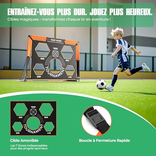 KadoKado Set of 2 Foldable and Portable Children's Football Goals, Outdoor Children's Football Goals with Carry Bag 120 x 90 x 90 cm Cages and Mini Goals, Ideal for the Garden