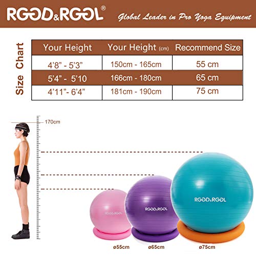 RGGD&RGGL Yoga Ball Chair (Exercise Ball+Stability Ring) with Resistance Bands (65 cm) The
