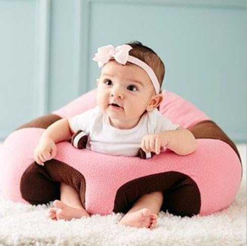 MAD DECOR HOUSE Cotton Toddlers Training Seat Baby Saftey Sofa Dinning Chair Learn to Sit Stool Pink Brown