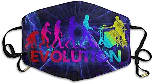 FreeFridayMask Drummer Evolution Funny Music Humor Drums Unisex Print Durable 100% Polyester respirator Isolation Face Masks For Dust
