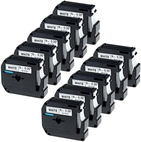 Anycolor 10 Pack Compatible Brother M221 M-K221 MK221 Black on White M Label Tape for Brother P Touch Label Maker PT-90 PT-M95 PT-70BM PT-70 PT-65 PT-85 PT-45 (3/8 x 26.2' 9m x 8m)