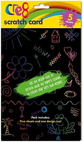 Cre8 A5 Black Scratch Card - Pack of 5 Sheets with design tool
