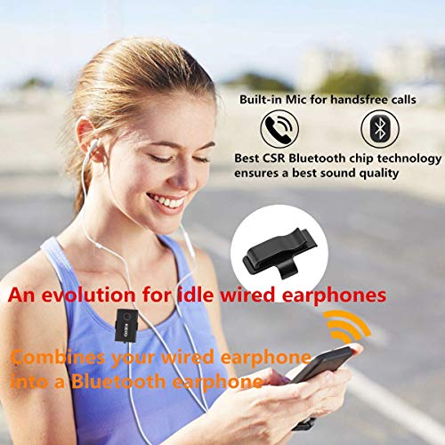 KEiiD Bluetooth Receiver CSR 4.2 Chip with Removable Back Clip, Stream Wireless Stereo Music with Wired Earphones,Car AUX Kit,Speakers.Built-in Microphone for Handsfree Calls.10 Hours Long Play Time - Thumbnail 3