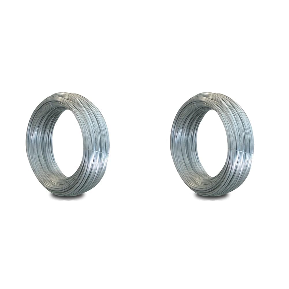 Merriway® BH00324 Galvanised Coated Garden Wire, 1mm x 80 Metres (260ft) 18 Gauge 5/128 inch Thickness, Grey (Pack of 2)