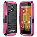 Fosmon STURDY Shock Absorbing Dual Layer Hybrid Holster Cover Kickstand Case for Motorola Moto G (1st Generation Only) / Motorola DVX - Retail Packaging (Pink)