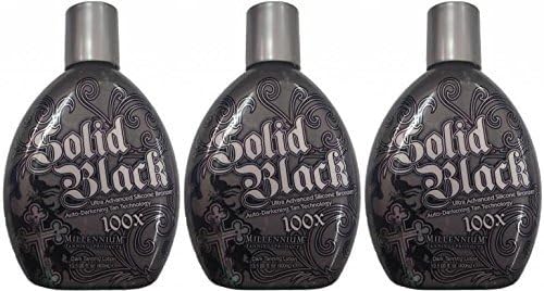 LOT of 3 Solid Black 100x Bronzer Dark Tanning Bed Lotion By Millennium Tans by Solid Black