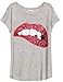 Women's Sequined Sparkely Glittery Lip Print T Shirt Cute Embroidery Teen Girls Tops (S,Grey)