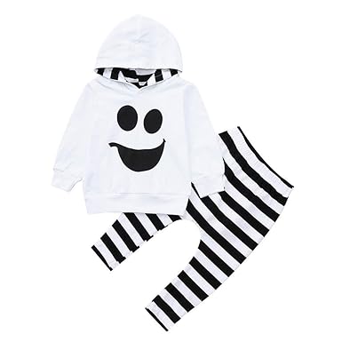 Riou Kinder Langarm Halloween Kostüm Top Set Baby Kleidung Set Kleinkind Kleinkind-Baby-Jungen-Mädchen-mit Kapuze Oberseiten-