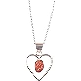Manilata Natural Raw Sunstone Bezel Heart Pendant Necklace, Rough Gemstone, Healing Crystals, Birthday, Gift for Her, Gemstone Jewelry 18 inch AAA+ Quality (sunstone 1)