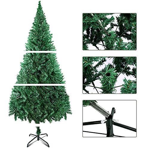 LEHOM Christmas Trees Unlit Artificial 6 Feet Premium Hinged Spruce Full Tree with Solid Metal Stand (900 Tips) - Thumbnail 2