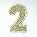 Birthday Party Sparkling Chic Glitter Number Cake Candle (2, Champagne Gold)