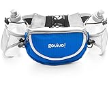 Running water bottle belt, Runners Hydration Waist Pack Includes 2 BPA Free 9oz Water Bottles by Govivo (blue)