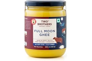 Full Moon A2 Ghee | Cultured, Grass-Fed Desi Cow Clarified Butter | Healthy Butter Alternative | Made in Small Batch | Keto & Paleo Friendly,Ayurvedic Cooking Superfood from Two Brothers Organic Farms