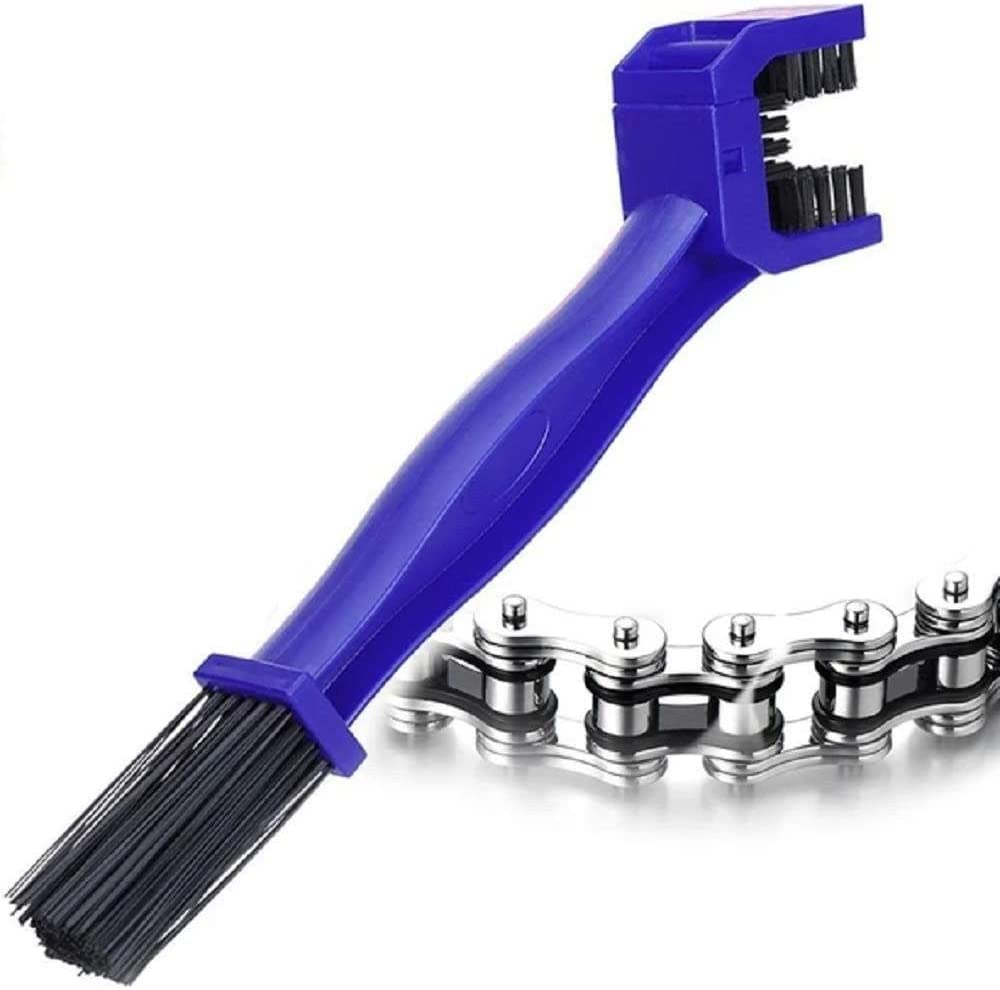 Bike Motorcycle Chain Cleaner Brush Kit, 3 IN 1 Durable Bicycle Chain Gears Maintenance Cleaning Brush kit for All Type Chain Gears FUT-BIKYELLOW-03 (Blue)