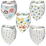 Itzy Bitsy Baby Bandana Drool Bibs Unisex 5-Pack Absorbent Cotton Modern Baby Gift Set for Boys and Girls