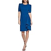 DKNY Womens Scuba Crepe Short Sleeve Sheath Dress