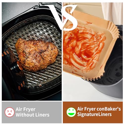 Papel para Freidora de Aire 120 Piezas,RUISTLI Papel Encerado para Alimentos Bandeja de Cuadrada,Encerado para Freidora de Aire 20/24cm Desechable,Adecuado para Microondas,Horno,Vapor