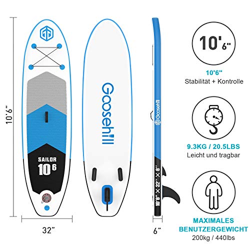 Goosehill Inflatable Stand Up Paddle Board, Reinforced Double Layer All