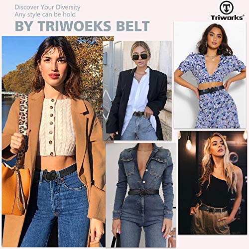 Triworks Belt For Women Fashion Leather Belt Gold/Black Snake Buckle Belt for Jeans, Pants, Dresses, Shorts