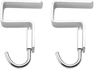 Haidong 2 Pack Student Desk Space Aluminium Alloy Nail-Free Hook Office Bag Hook Clothes Hook (Clamp 2.6cm/1.02",Suitable for 2.5 cm/0.98" Thick Plate.)