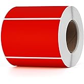 YIKIADA Red Direct Thermal Labels Vinyl 3 × 2 Inch Self-Adhesive Rectangle Stickers Roll Waterproof Printer Decals Name Tag for QR Code DIY Office Address 500 PCS