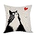 Moslion Cat Pillow,Home Decorative Throw Pillow Cover Black Cat with Love Heart Cotton Linen Cushion for Couch/Sofa/Bedroom/Livingroom/Kitchen/Car 18 x 18 inch Square Pillow case