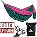 RICHKA Camping Hammock - Double Hammock - Portable Hammock - Best Outdoor Travel Hiking Patio Beach Hammock - Parachute Lightweight Nylon Hammock - Two Person Hammock - Large Hammock (Green, Purple)