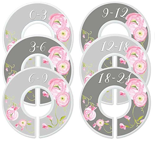 Arcuno Playful Floral Baby Clothes Organizer - 8-Piece Double Sided Colorful Floral Nursery Closet Dividers
