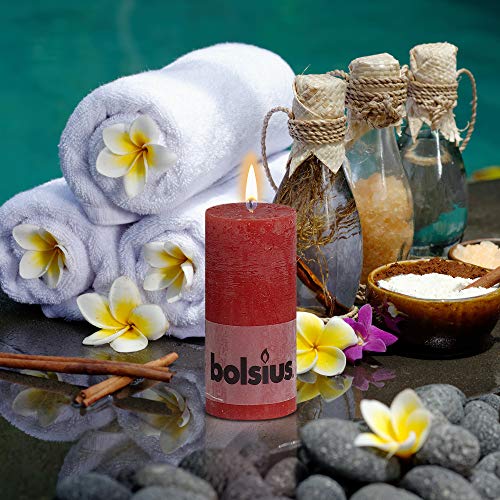 BOLSIUS 6 Pk. Rustic Wine Red Pillar Candles for Party and Wedding 130 X 68mm (Aprox. 5 X 2.75 Inches)