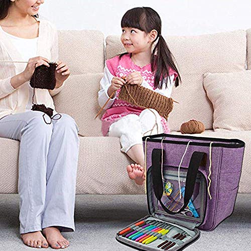 Suny Smiling Knitting Needle Case for Yarn, Crochet Hooks, Knitting Needles and Other Small Accessories Knitting Bag with Zipper and Pockets for Home Traveling#MXSND-01 - Thumbnail 5